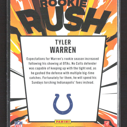 2025 Panini Rookies & Stars Rookie Rush Tyler Warren #18 RC