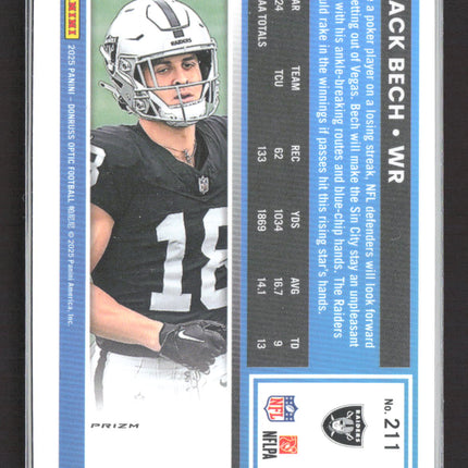 2025 Panini Donruss Optic Prizm Jack Bech #211 Purple Shock