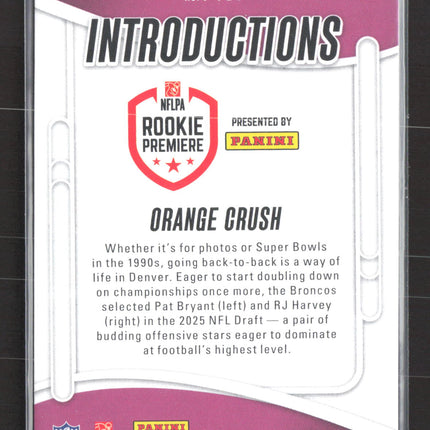 2025 Panini Absolute Football Pat Bryant RJ Harvey #I-PBT Orange Crush RC