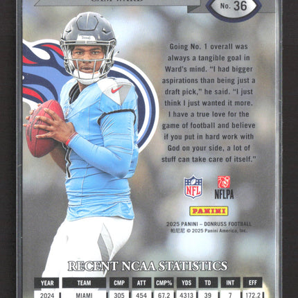 2025 Panini Donruss Football Cam Ward #36 RC