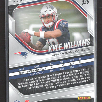 2025 Panini Prizm Football Kyle Williams #336 White Sparkle RC