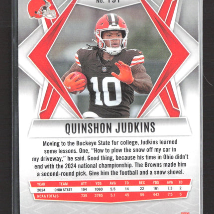 2025 Panini Phoenix Football Quinshon Judkins #191 Silver Prizm RC
