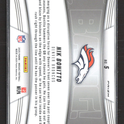 2025 Panini Mosaic Bang! Nik Bonitto #5 Pink Prizm