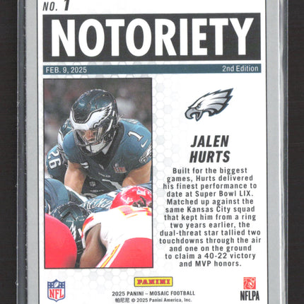 2025 Panini Mosaic Football Jalen Hurts #1