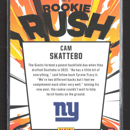 2025 Panini Rookies & Stars Rookie Rush Cam Skattebo #2 RC