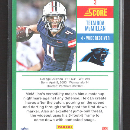2025 Panini Score Football Tetairoa McMillan #3 Green