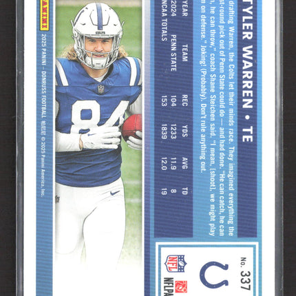 2025 Panini Donruss Football Tyler Warren #337