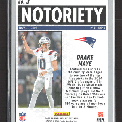 2025 Panini Mosaic Football Notoriety Drake Maye #3