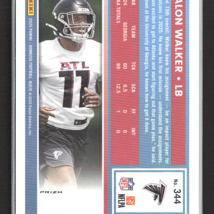 2025 Panini Donruss Optic Prizm Jalon Walker #344 Purple