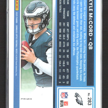 2025 Panini Donruss Optic Prizm Kyle McCord #283 Green Velocity
