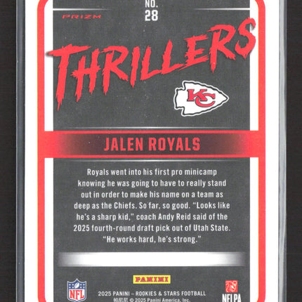 2025 Panini Rookies & Stars Prizm Thrillers Jalen Royals #28 RC