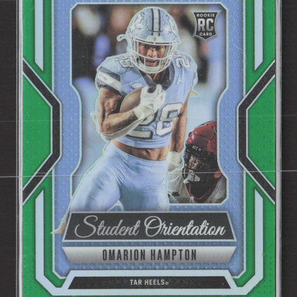 2025 Panini Prizm Draft Picks Student Orientation Omarion Hampton #13 Green RC