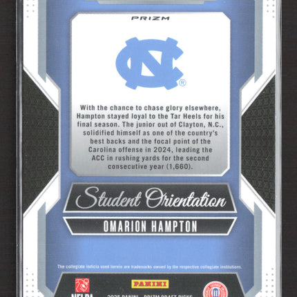 2025 Panini Prizm Draft Picks Student Orientation Omarion Hampton #13 Green RC