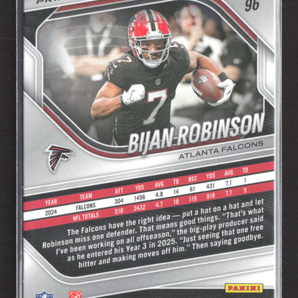 2025 Panini Prizm Football Bijan Robinson #96 White Sparkle