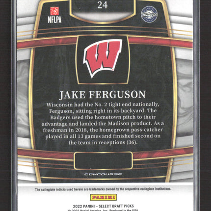 2022 Panini Select Draft Picks Jake Ferguson #24 Blue Prizm RC