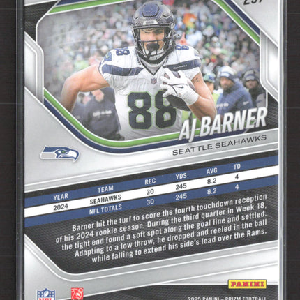 2025 Panini Prizm Football AJ Barner #297 White Sparkle