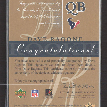 2003 Upper Deck SP Signature Edition Dave Ragone #RA auto