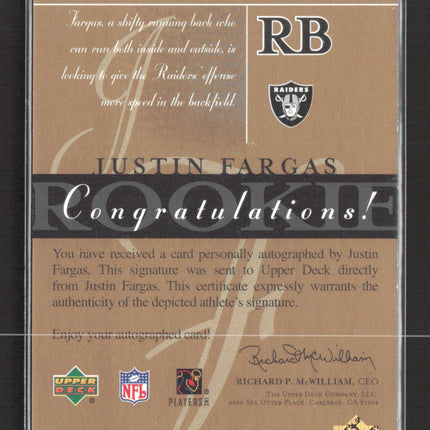 2003 Upper Deck SP Signature Edition Justin Fargas #FA auto