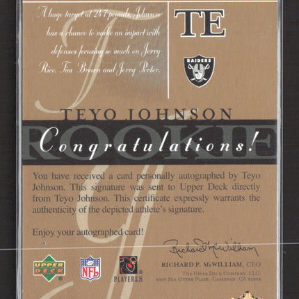 2003 Upper Deck SP Signature Edition Teyo Johnson #JO auto