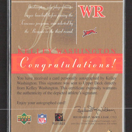 2003 Upper Deck SP Signature Edition Kelley Washington #KW auto