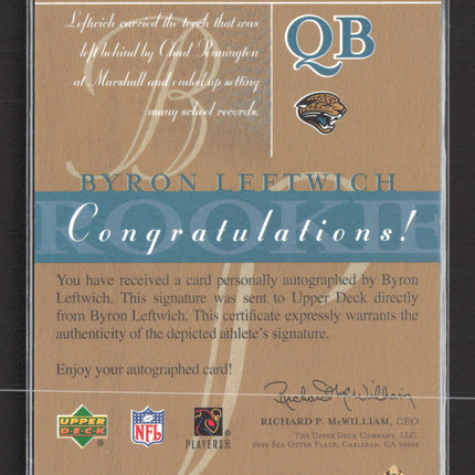 2003 Upper Deck SP Signature Edition Byron Leftwich #BY auto