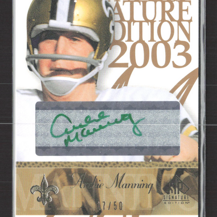 2003 Upper Deck SP Signature Edition Archie Manning #AM 17/50 green ink auto