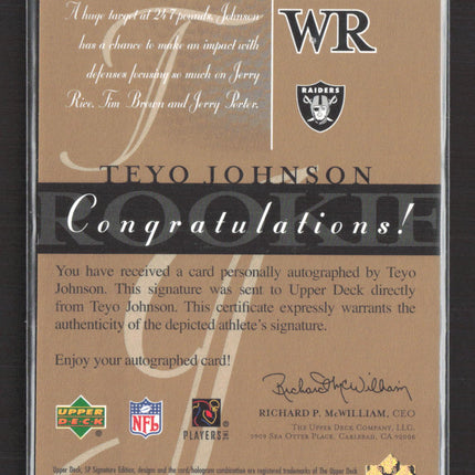2003 Upper Deck SP Signature Edition Teyo Johnson #101 005/100 blue ink auto
