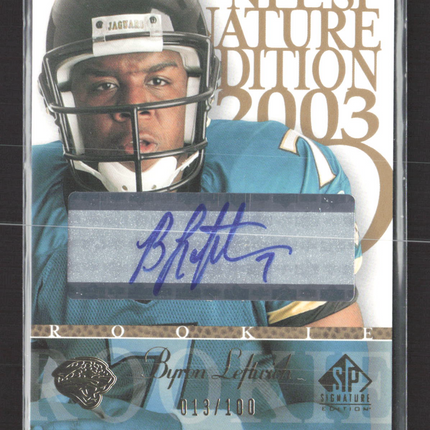 2003 Upper Deck SP Signature Edition Byron Leftwich #BY-BL blue ink auto /100
