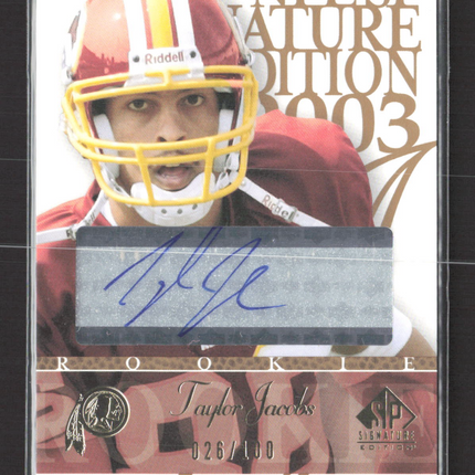 2003 Upper Deck SP Signature Edition Taylor Jacobs #TJ 026/100 blue ink auto
