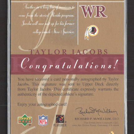 2003 Upper Deck SP Signature Edition Taylor Jacobs #TJ 026/100 blue ink auto