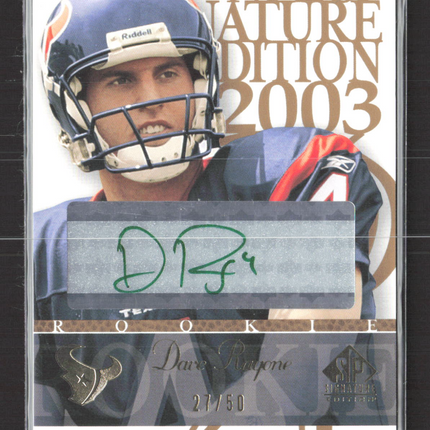 2003 Upper Deck SP Signature Edition Dave Ragone #RA green ink auto /50