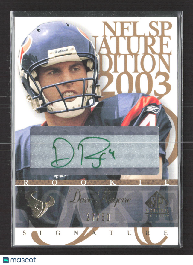 2003 Upper Deck SP Signature Edition Dave Ragone #RA green ink auto /50