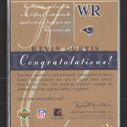 2003 Upper Deck SP Signature Edition Kevin Curtis #KC 10/50 green ink auto