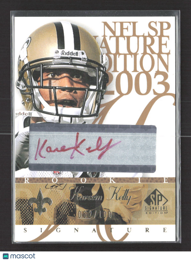 2003 Upper Deck SP Signature Edition Kareem Kelly #KA 062/100 red ink auto