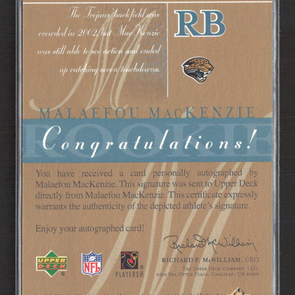 2003 Upper Deck SP Signature Edition Malaefou MacKenzie #MM blue ink auto