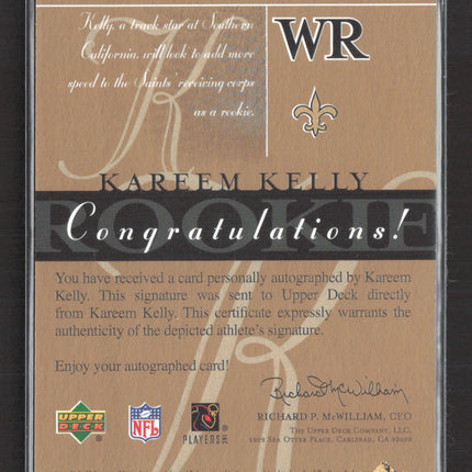 2003 Upper Deck SP Signature Edition Kareem Kelly #KA blue ink auto