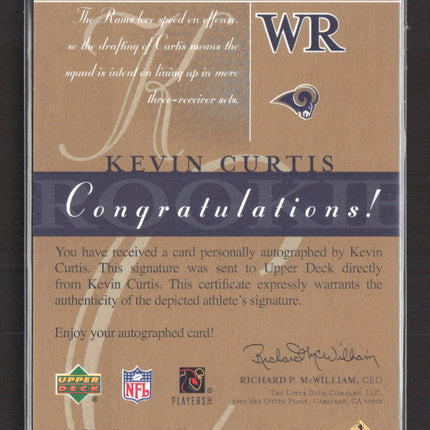 2003 Upper Deck SP Signature Edition Kevin Curtis #KC blue ink auto