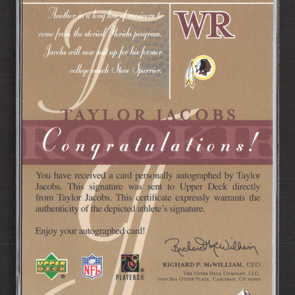 2003 Upper Deck SP Signature Edition Taylor Jacobs #TJ blue ink auto