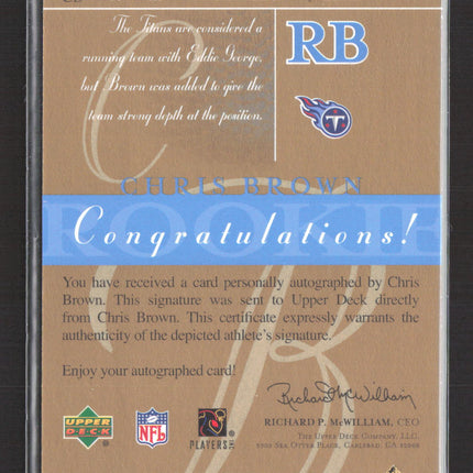 2003 Upper Deck SP Signature Edition Chris Brown #CB blue ink auto