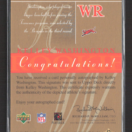 2003 Upper Deck SP Signature Edition Kelley Washington #KW blue ink auto
