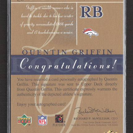 2003 Upper Deck SP Signature Edition Quentin Griffin #QG blue ink auto