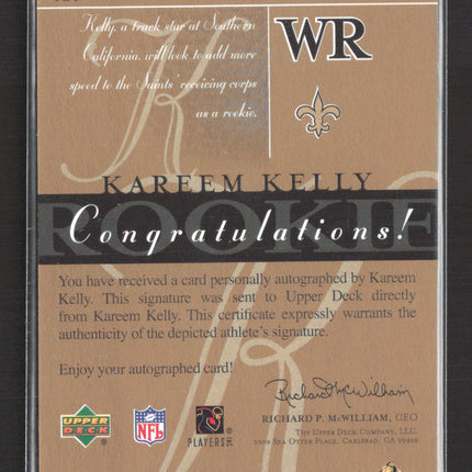 2003 Upper Deck SP Signature Edition Kareem Kelly #KA black ink auto