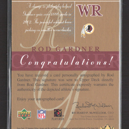 2003 Upper Deck SP Signature Edition Rod Gardner #RG auto