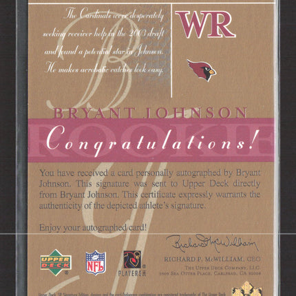 2003 Upper Deck SP Signature Edition Bryant Johnson #BR auto