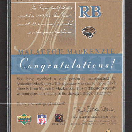 2003 Upper Deck SP Signature Edition Malaefou MacKenzie #MM auto