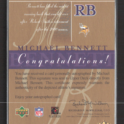 2003 Upper Deck SP Signature Edition Michael Bennett #MB auto