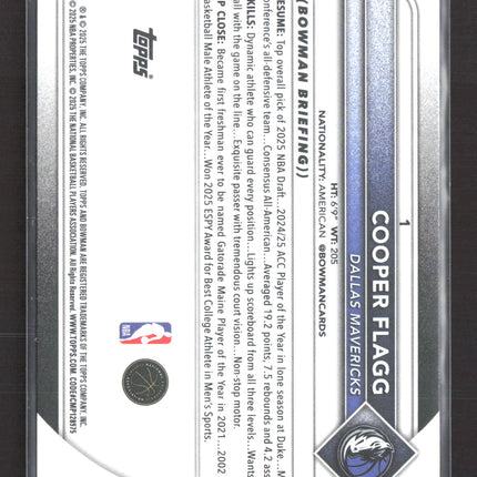 2025 Topps Bowman Cooper Flagg #1 RC