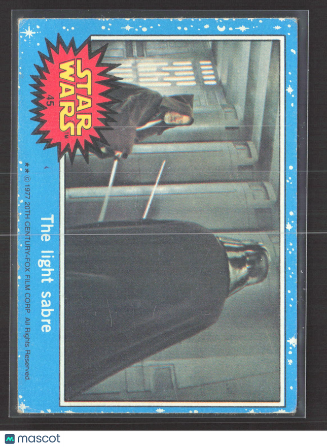1977 Topps Star Wars Blue Series 1 The light sabre #45