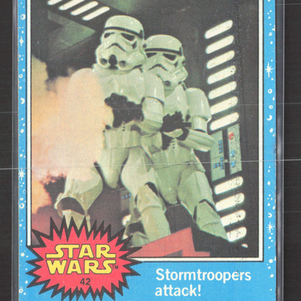 1977 Topps Star Wars Blue Series 1 Stormtroopers attack! #42