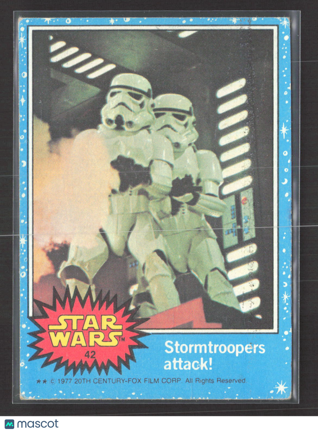 1977 Topps Star Wars Blue Series 1 Stormtroopers attack! #42